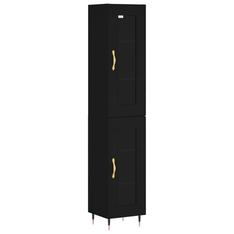 Highboard Schwarz 34,5x34x180 cm Holzwerkstoff