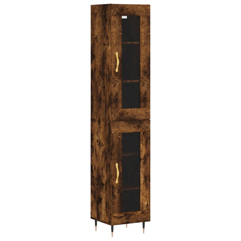 vidaXL Highboard Räuchereiche 34,5x34x180 cm Holzwerkstoff