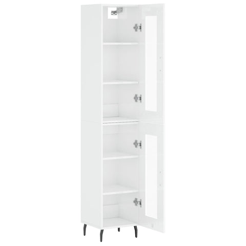 vidaXL Highboard Hochglanz-Weiß 34,5x34x180 cm Holzwerkstoff