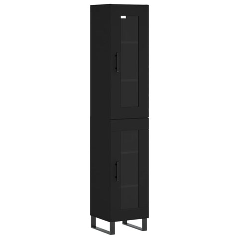 vidaXL Highboard Schwarz 34,5x34x180 cm Holzwerkstoff