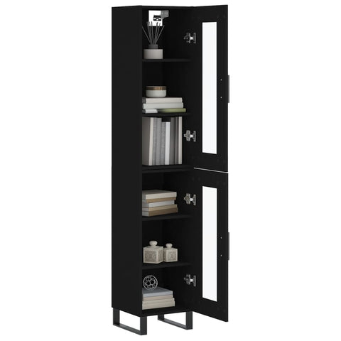 vidaXL Highboard Schwarz 34,5x34x180 cm Holzwerkstoff