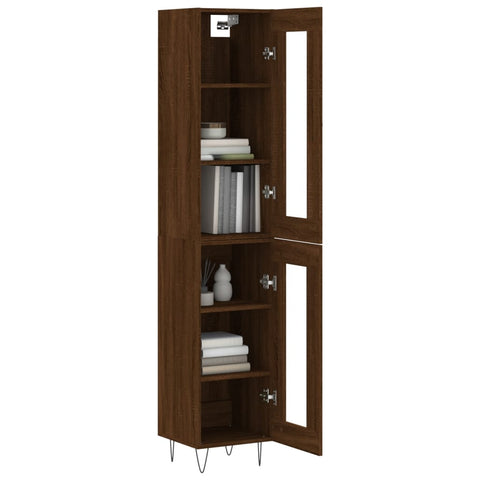 vidaXL Highboard Braun Eichen-Optik 34,5x34x180 cm Holzwerkstoff