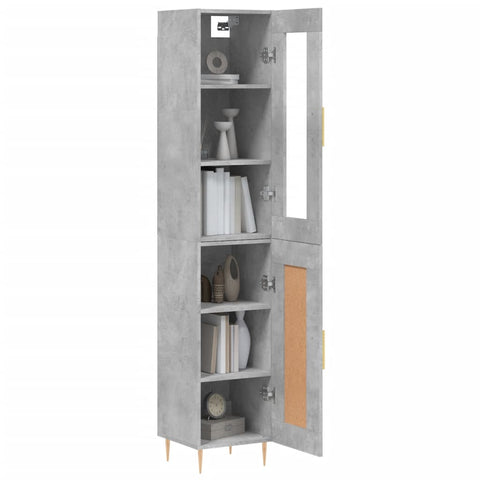 vidaXL Highboard Betongrau 34,5x34x180 cm Holzwerkstoff