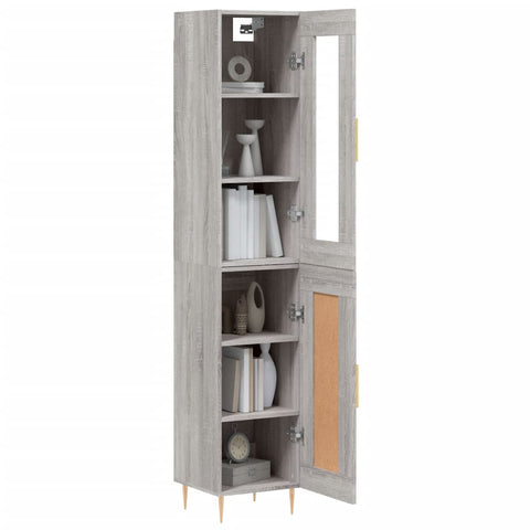 vidaXL Highboard Grau Sonoma 34,5x34x180 cm Holzwerkstoff