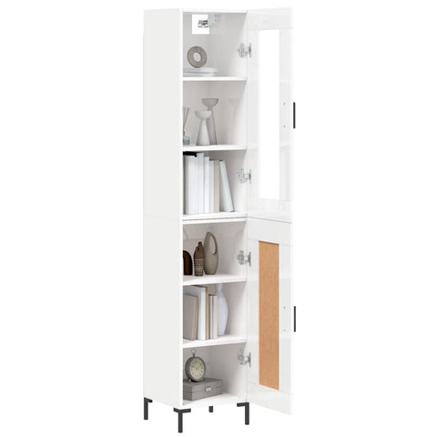 vidaXL Highboard Hochglanz-Weiß 34,5x34x180 cm Holzwerkstoff