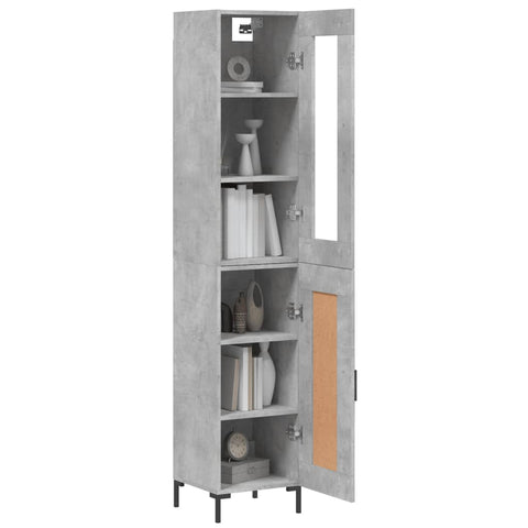 vidaXL Highboard Betongrau 34,5x34x180 cm Holzwerkstoff