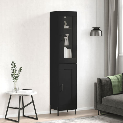 vidaXL Highboard Schwarz 34,5x34x180 cm Holzwerkstoff