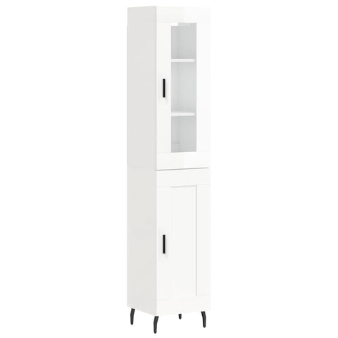 vidaXL Highboard Hochglanz-Weiß 34,5x34x180 cm Holzwerkstoff