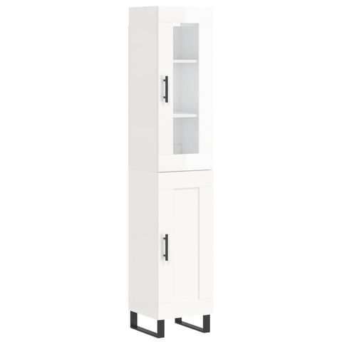 vidaXL Highboard Hochglanz-Weiß 34,5x34x180 cm Holzwerkstoff