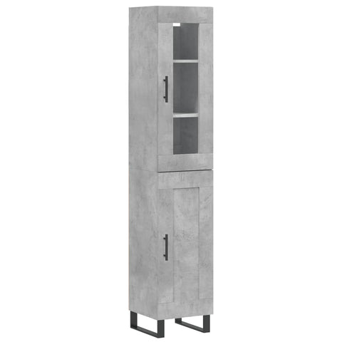 vidaXL Highboard Betongrau 34,5x34x180 cm Holzwerkstoff