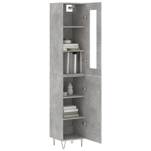 vidaXL Highboard Betongrau 34,5x34x180 cm Holzwerkstoff