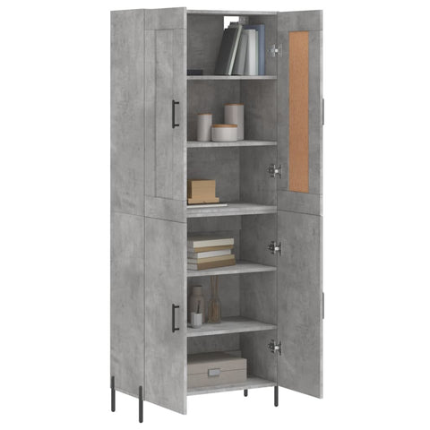 Highboard Betongrau 69,5x34x180 cm Holzwerkstoff