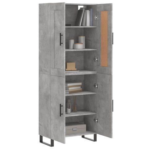 vidaXL Highboard Betongrau 69,5x34x180 cm Holzwerkstoff