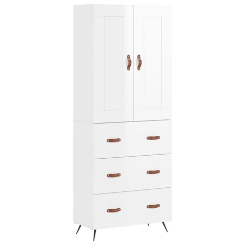 vidaXL Highboard Hochglanz-Weiß 69,5x34x180 cm Holzwerkstoff