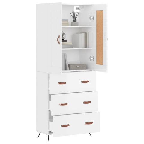 vidaXL Highboard Hochglanz-Weiß 69,5x34x180 cm Holzwerkstoff