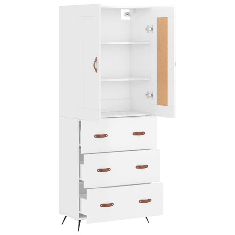 vidaXL Highboard Hochglanz-Weiß 69,5x34x180 cm Holzwerkstoff