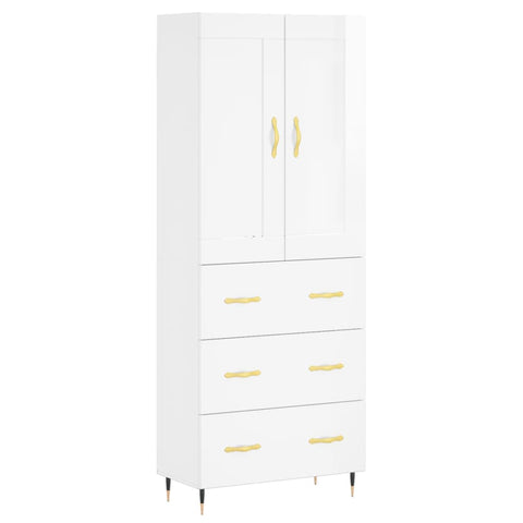 vidaXL Highboard Hochglanz-Weiß 69,5x34x180 cm Holzwerkstoff