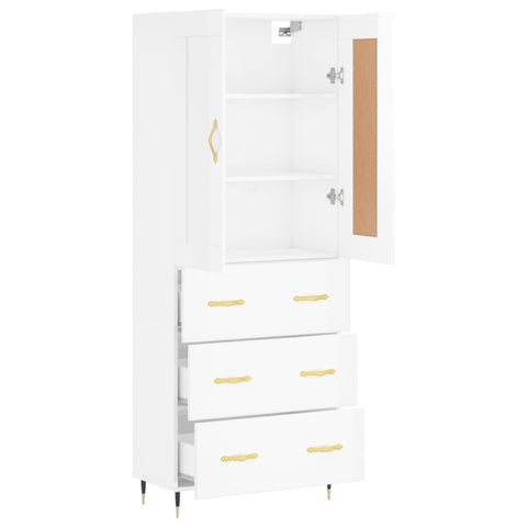 vidaXL Highboard Hochglanz-Weiß 69,5x34x180 cm Holzwerkstoff