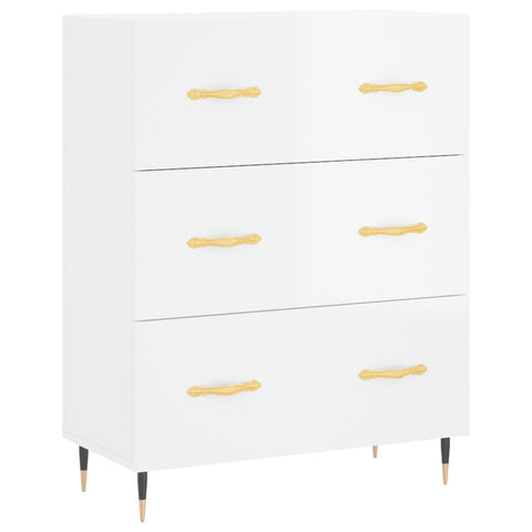 vidaXL Highboard Hochglanz-Weiß 69,5x34x180 cm Holzwerkstoff