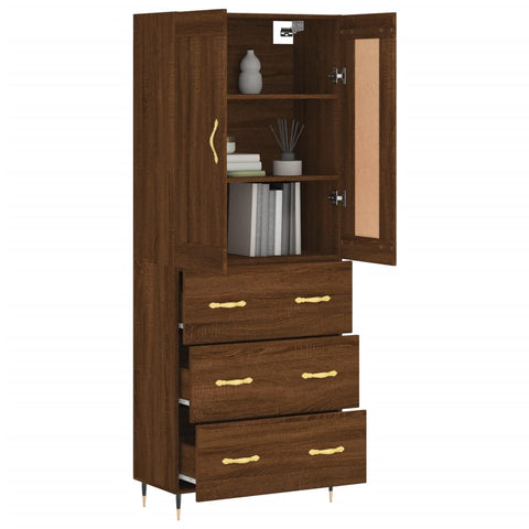 Highboard Braun Eichen-Optik 69,5x34x180 cm Holzwerkstoff