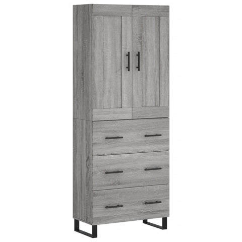 Highboard Grau Sonoma 69,5x34x180 cm Holzwerkstoff