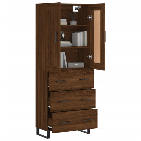 Highboard Braun Eichen-Optik 69,5x34x180 cm Holzwerkstoff