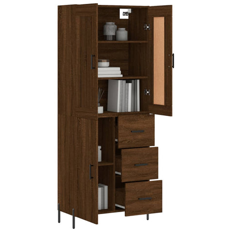 Highboard Braun Eichen-Optik 69,5x34x180 cm Holzwerkstoff