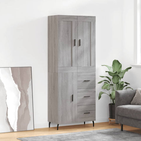 vidaXL Highboard Grau Sonoma 69,5x34x180 cm Holzwerkstoff