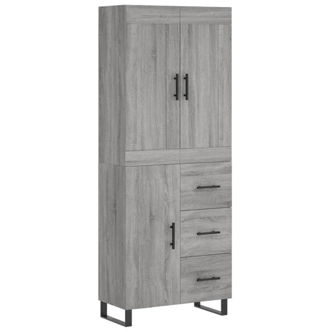 Highboard Grau Sonoma 69,5x34x180 cm Holzwerkstoff