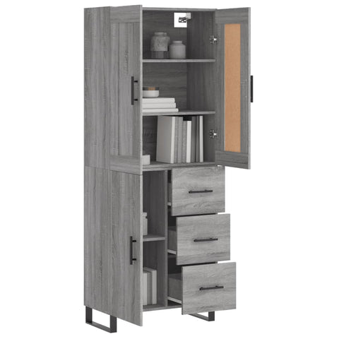 Highboard Grau Sonoma 69,5x34x180 cm Holzwerkstoff