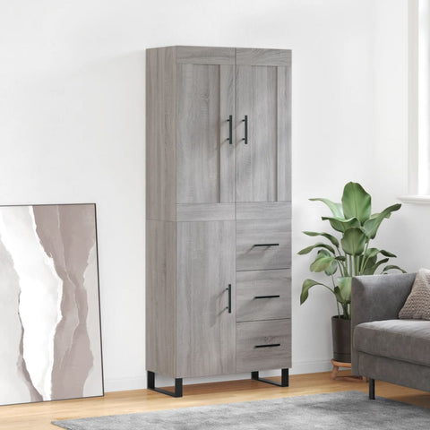 Highboard Grau Sonoma 69,5x34x180 cm Holzwerkstoff