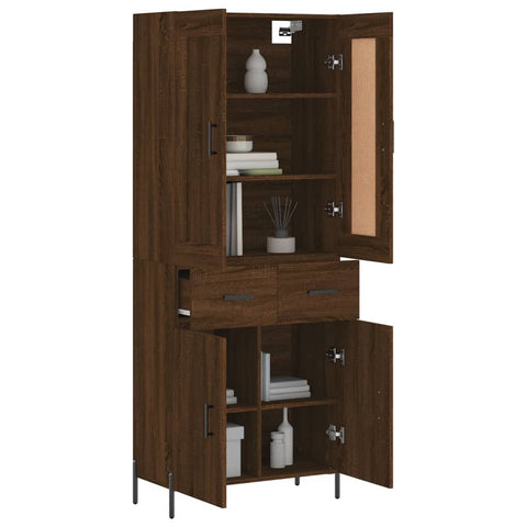 Highboard Braun Eichen-Optik 69,5x34x180 cm Holzwerkstoff