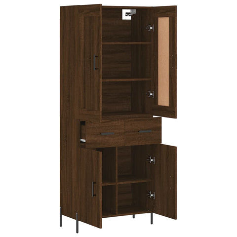 Highboard Braun Eichen-Optik 69,5x34x180 cm Holzwerkstoff