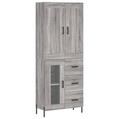 Highboard Grau Sonoma 69,5x34x180 cm Holzwerkstoff