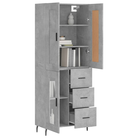 Highboard Betongrau 69,5x34x180 cm Holzwerkstoff