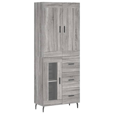 Highboard Grau Sonoma 69,5x34x180 cm Holzwerkstoff