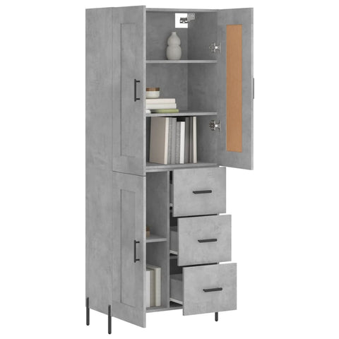 Highboard Betongrau 69,5x34x180 cm Holzwerkstoff