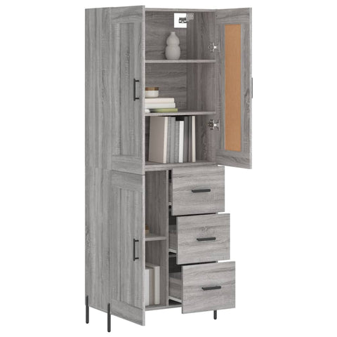 Highboard Grau Sonoma 69,5x34x180 cm Holzwerkstoff