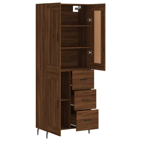 Highboard Braun Eichen-Optik 69,5x34x180 cm Holzwerkstoff