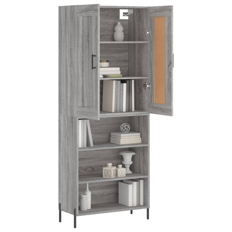 Highboard Grau Sonoma 69,5x34x180 cm Holzwerkstoff