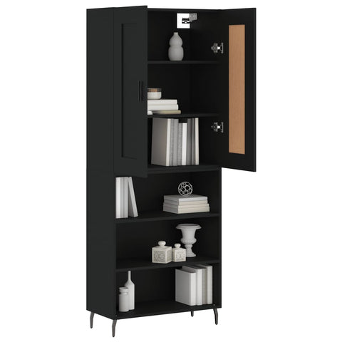 vidaXL Highboard Schwarz 69,5x34x180 cm Holzwerkstoff