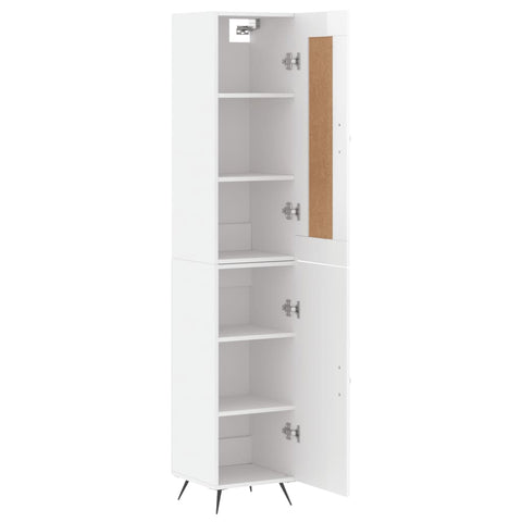 vidaXL Highboard Hochglanz-Weiß 34,5x34x180 cm Holzwerkstoff