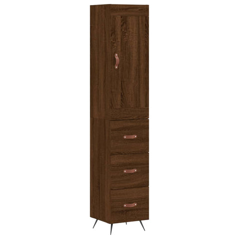 vidaXL Highboard Braun Eichen-Optik 34,5x34x180 cm Holzwerkstoff