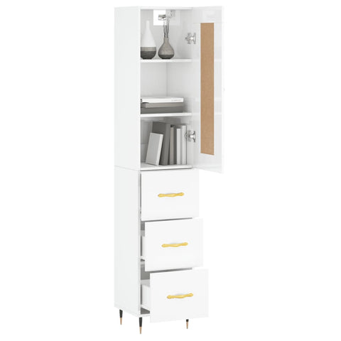 vidaXL Highboard Hochglanz-Weiß 34,5x34x180 cm Holzwerkstoff