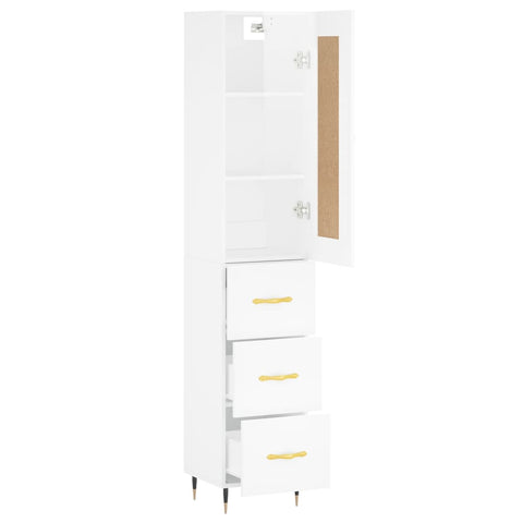 vidaXL Highboard Hochglanz-Weiß 34,5x34x180 cm Holzwerkstoff