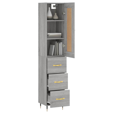 vidaXL Highboard Grau Sonoma 34,5x34x180 cm Holzwerkstoff