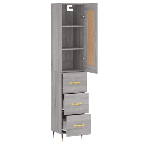 vidaXL Highboard Grau Sonoma 34,5x34x180 cm Holzwerkstoff