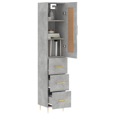 vidaXL Highboard Betongrau 34,5x34x180 cm Holzwerkstoff