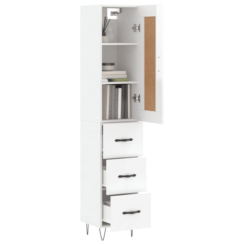 vidaXL Highboard Hochglanz-Weiß 34,5x34x180 cm Holzwerkstoff