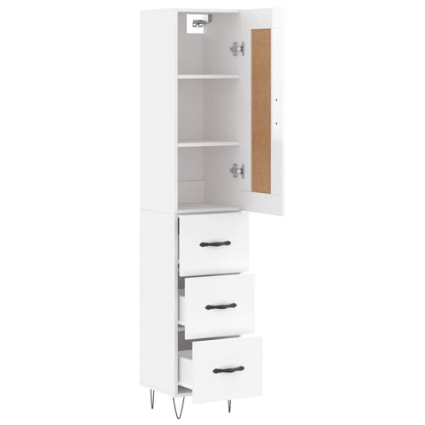 vidaXL Highboard Hochglanz-Weiß 34,5x34x180 cm Holzwerkstoff